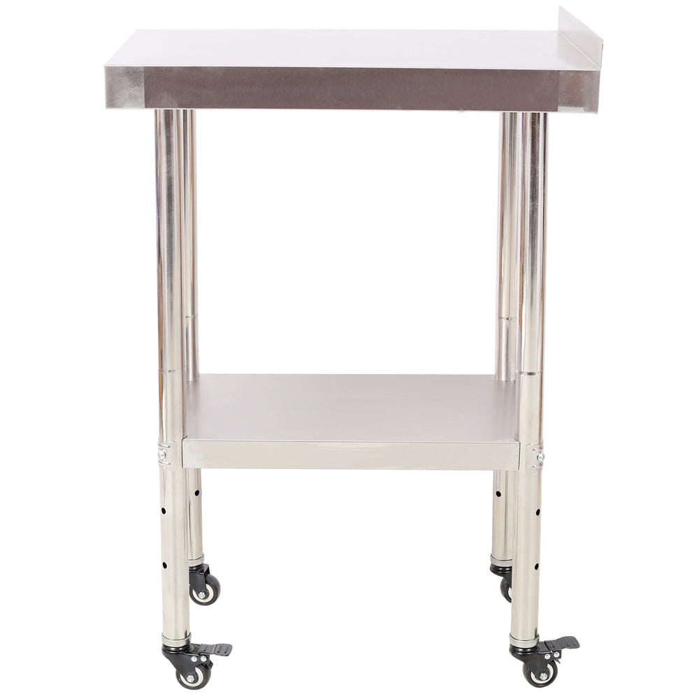 Stainless Steel Prep Table, 24 x 15 x 35-1/2 Inch, 440lbs Load Capacity Heavy Duty Metal Worktable with Backsplash Adjustable Undershelf & 4 Casters, Commercial Workstation for Kitchen Restaurant