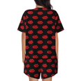 thumbnail image 3 of Lsque Red Beautiful Lips Women's Short-Sleeved Pajama Set - 2 Piece Soft and Lightweight Sleepwear Set-Medium, 3 of 9