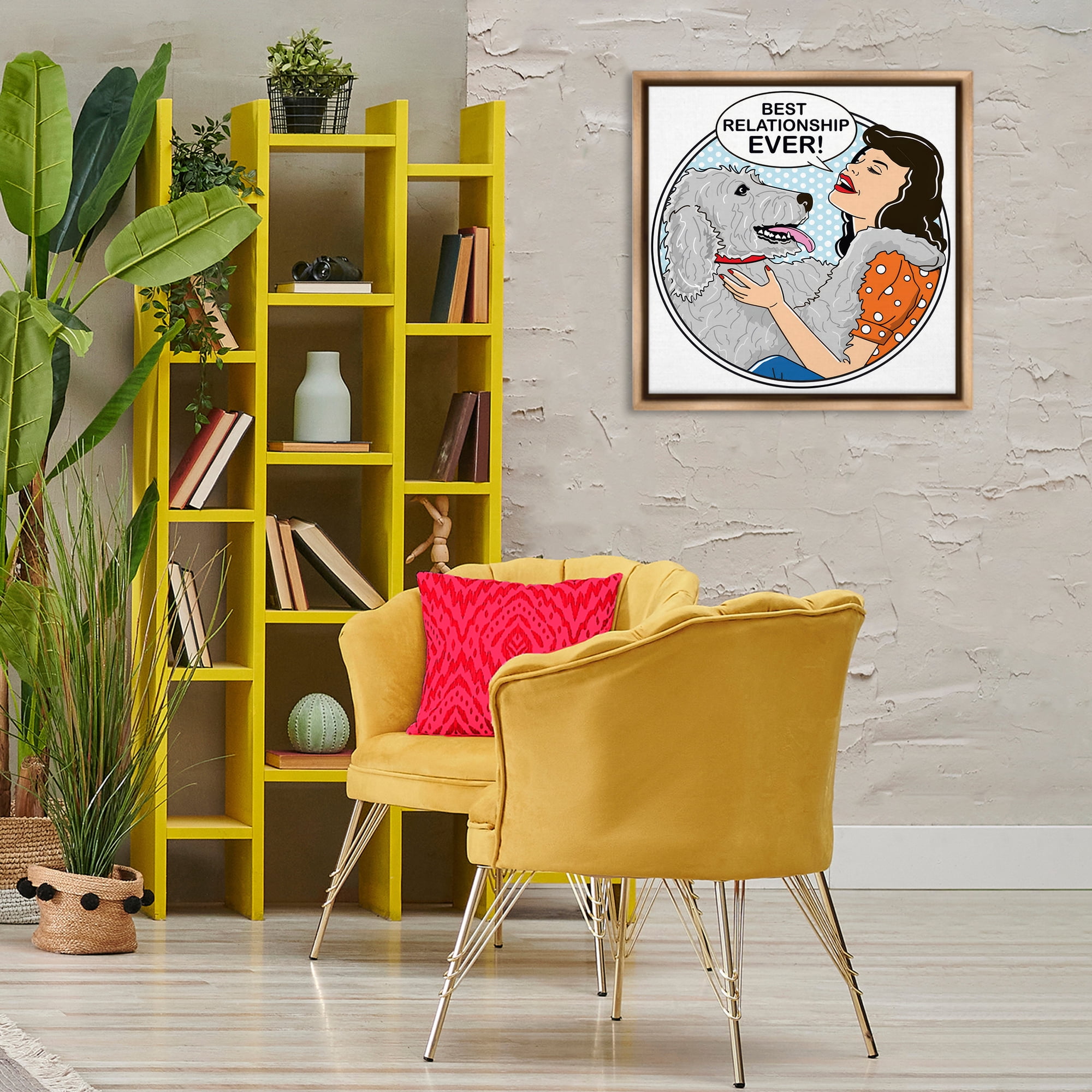 Stupell Industries Best Relationship Ever Dog Animals Painting Brown Floater Framed Canvas Art Print Wall Art, 25 x 25