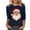 Navy-Santa Claus, variant on Christmas 3/4 Sleeve Tops for Women Plus Size Crewneck T-Shirts Xmas Holiday Graphic Tee Loose Fit