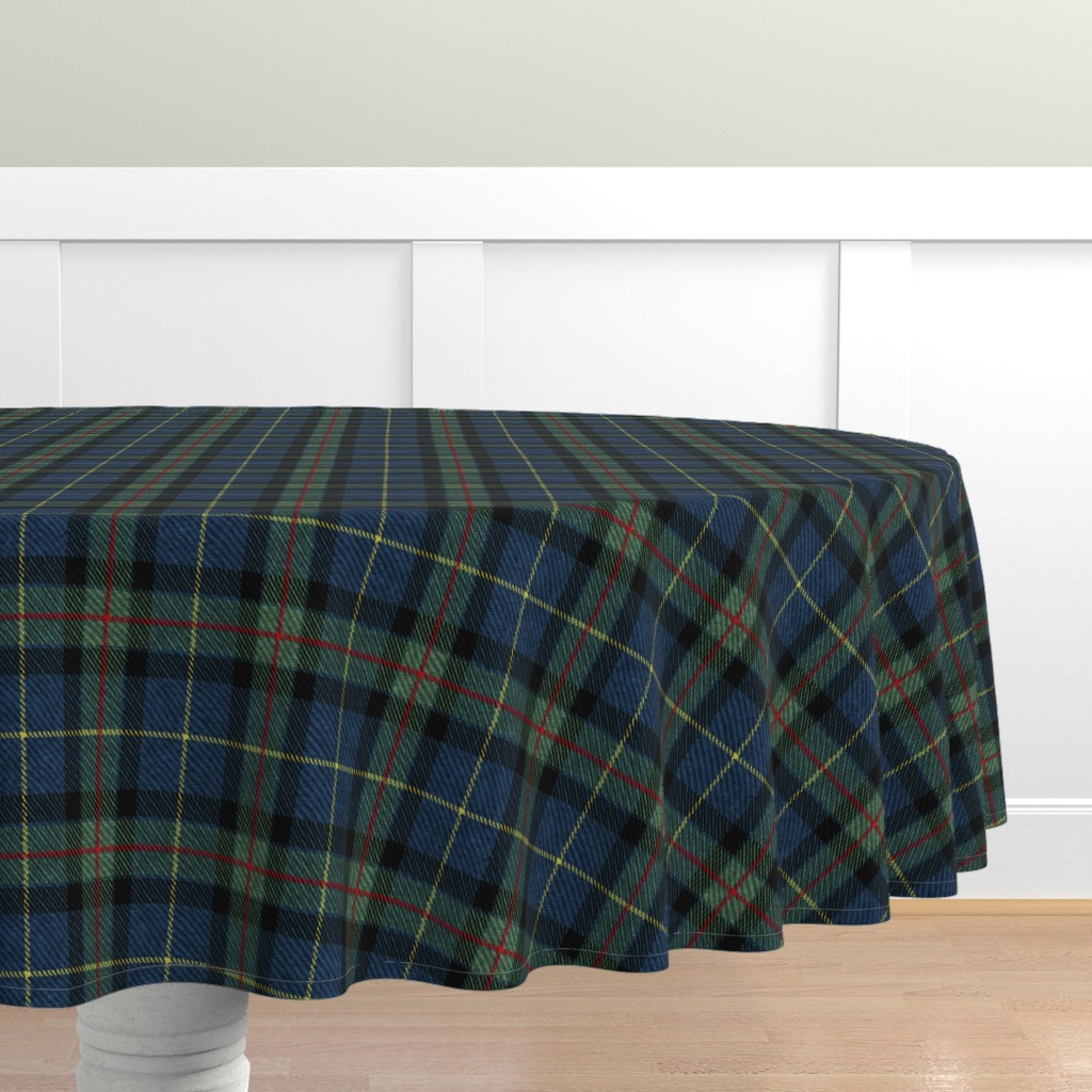 Cotton Sateen Tablecloth, 90" Round Classic Tartan Plaid Red Blue
