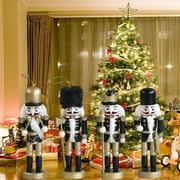 4Pcs Nutcracker Figures Decor Figures Collectible Nutcracker Decoration Ornament for Outdoor Bedroom Fireplace New Year Yard