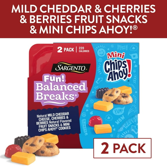 Sargento® Fun! Balanced Breaks Mild Cheddar Cheese, Fruit Snacks & CHIPS AHOY!®