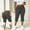 Dark Gray, variant on Women's Plus Size Yoga Capri Leggings, High Waist Bow Tie & Split Hem, Stretch Workout Pants for Sports & Lounging Navy L