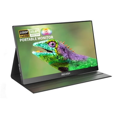 REHISK 15.6 inch IPS Portable Monitor FHD 1080P Laptop Monitor 100% SRGB with HDMI USB C Gaming Monitor