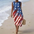 thumbnail image 5 of Fewfanhot Women's 4th of July 250th Anniversary American Flag Print Midi Dress, Crew Neck Sleeveless Patriotic Loose Fit Sundress with Pockets, Casual Summer Tank Dress, 5 of 9