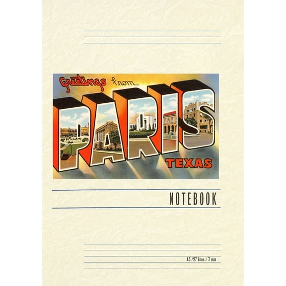 Vintage Lined Notebook Greetings from Paris, Texas, (Paperback)
