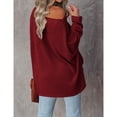 thumbnail image 2 of Suéter Suelto Suéter De Punto Moda Mujer Suéter De Punto Suéter De Punto Batwing Manga Larga Un Hombro Color Puro Tops Casuales De Moda Para Mujeres Vino Rojo M, 2 of 5