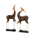 thumbnail image 4 of 2 figuras de gacelas de poliresina, esculturas de mesa, coleccionables artificiales. Marrón, 4 of 9