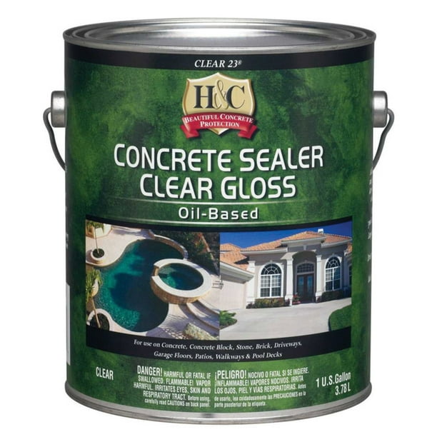 H&C HighGloss Clear OilBased Concrete Sealer 1 gal. Case Of 4
