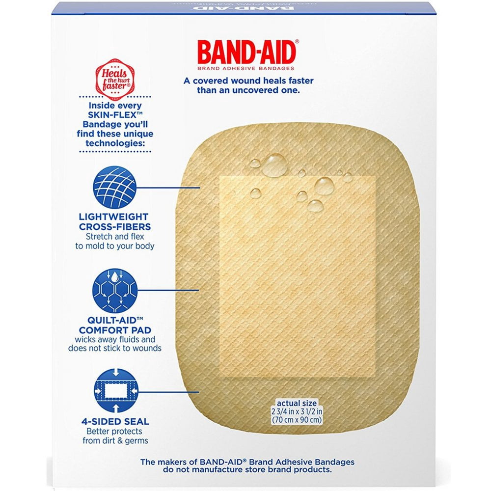 Band-Aid Brand SKIN-FLEX™ Adhesive Bandages, Extra Large Size, 7 ct (Pack of 4)
