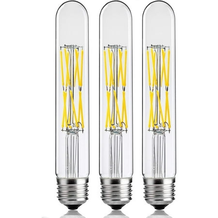 

12W Dimmable Edison Led Tubular Bulb T10/T30 E26 Medium Base Filament Lamp 100 Watt Equivalent 4000K Daylight Glow Vintage Antique Bulbs 7.3in(185mm) 3-Pack