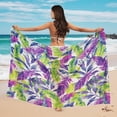 thumbnail image 4 of Yuyamidu Colorful Palm Leaf Women Beach Sarong Bathing Suit Wrap Skirt Sun Protection Swimwear Bikini Wrap Fashionable Beach Sheer Chiffon Bathing Suit Cover Up for Women, 4 of 7