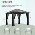 thumbnail image 6 of Techmilly  10W x 10 Hardtop Gazebo, Outdoor Aluminum Gazebo with Galvanized Steel Double Roof, Permanent Metal Canopy  Khaki, 6 of 9