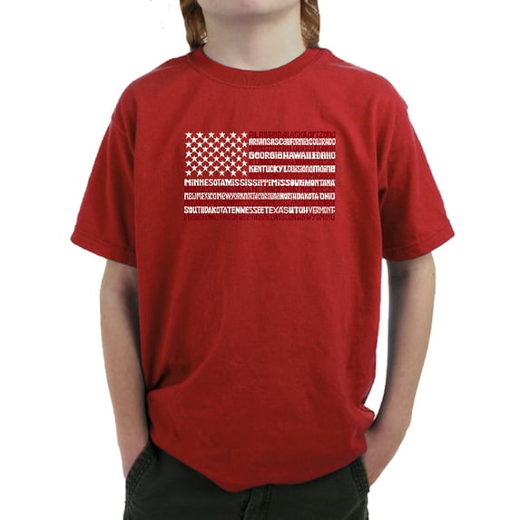 Boy's Word Art T-shirt - 50 States USA Flag