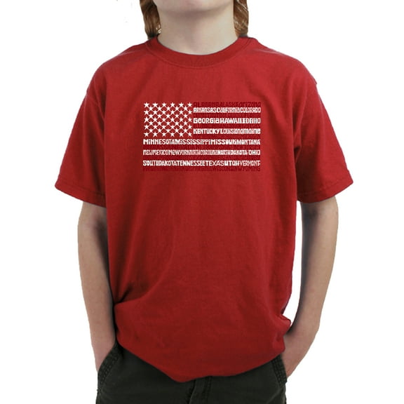 Boy's Word Art T-shirt - 50 States USA Flag