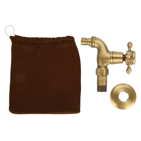 Vintage Solid Brass Single Handle Faucet ,G1/2 Single Crossing Handle Antique Cold Hot Water Faucet No Leaking Tapfor Washing Machine Wall Mounted Water Tap[short-style]