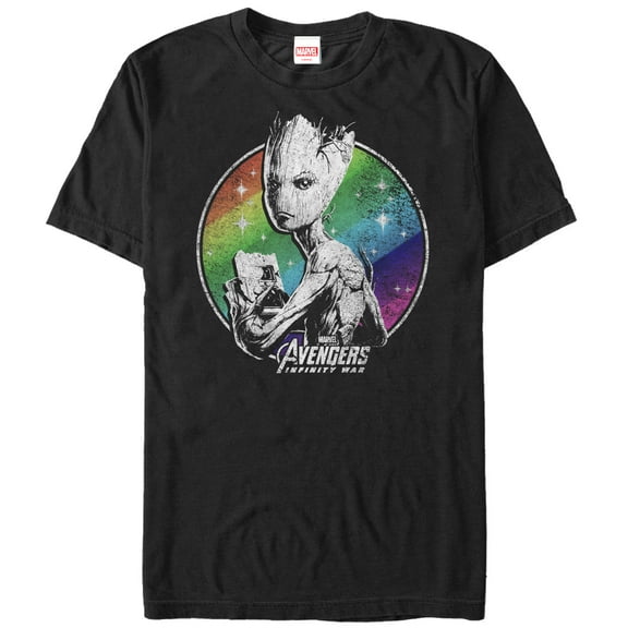 Men's Marvel Avengers: Infinity War Groot Rainbow  Graphic Tee Black 2X Large