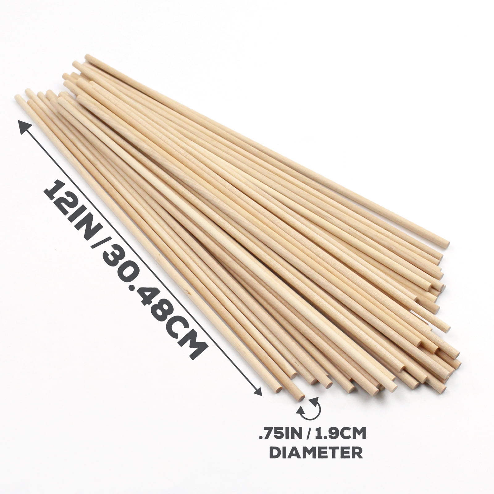 Wood Dowels for Kids Arts and Crafts, 3/4” x 12”, 240 Ct