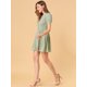 thumbnail image 3 of Vestido Camisero de Manga Corta Allegra K Estampado Floral Verde L, 3 of 6
