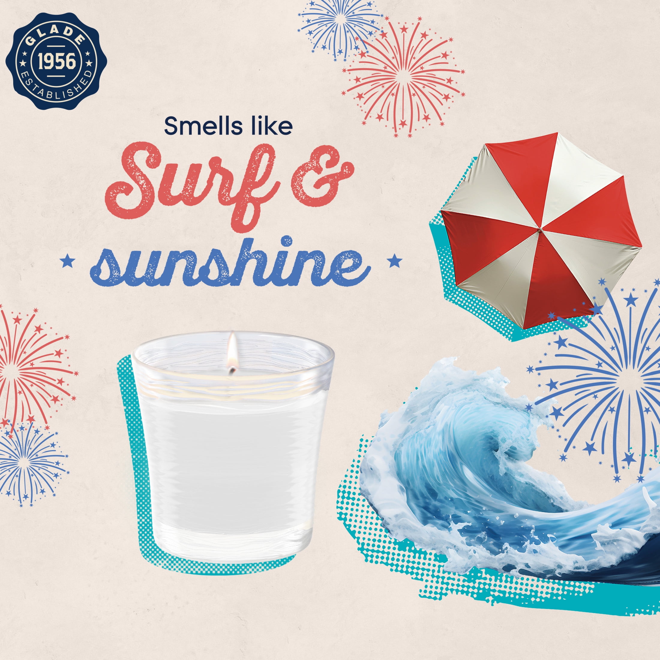 Glade Candle Jar, Beach Life, 4.08 oz, 2 count
