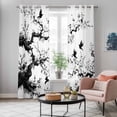 thumbnail image 6 of Kitchen Curtains 84 Inch Length 2 Panels, Chinese Painting Grommets Window Treatment Curtain, Traditional Culture Cool Bird Tree Branch Thermal Curtains Drapes for Living Room/Bathroom, 6 of 9