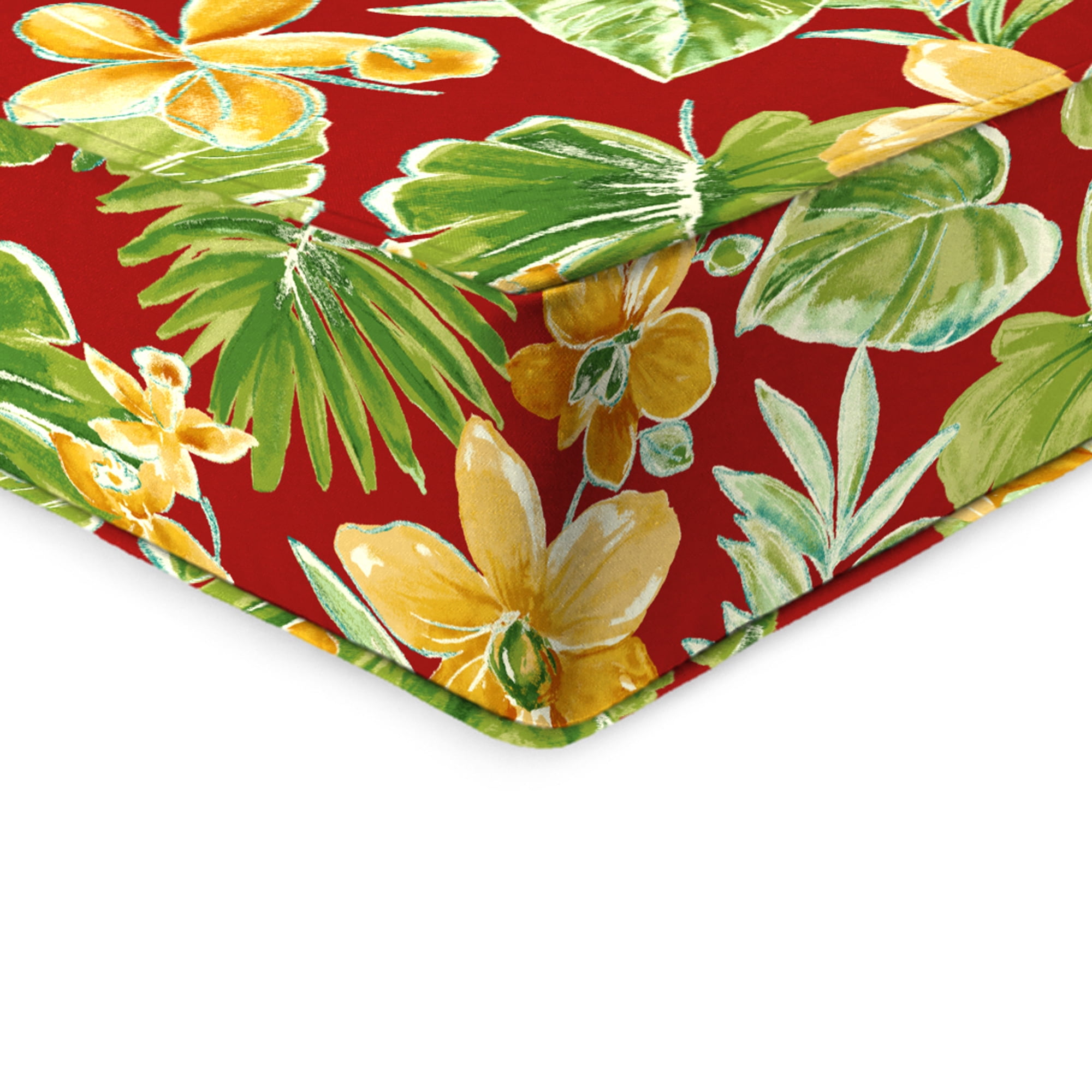 Jordan Manufacturing 46.5" x 24" Beachcrest Poppy Red Floral Rectangular Outdoor Deep Seat Chair Cushion Set with Welt