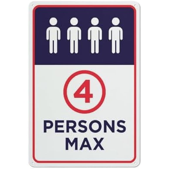 4 Persons Max Sign Outdoor Signs Aluminum 12X8 Inch Uv Ink Printed For House And Business