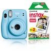 Fujifilm Instax Mini 11 Instant Film Camera, Sky Blue w Mini Instant Daylight Film Twin Pack, 20 Exposures