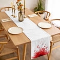 thumbnail image 3 of Modern Red Table Runner - 60 Inch Long, Kitchen Dining Table Runner Dresser Scarves, Gradient Floral Abstract Bohemian White Farmhouse Decor for Coffee Tables Wedding Party Banquet, 3 of 8