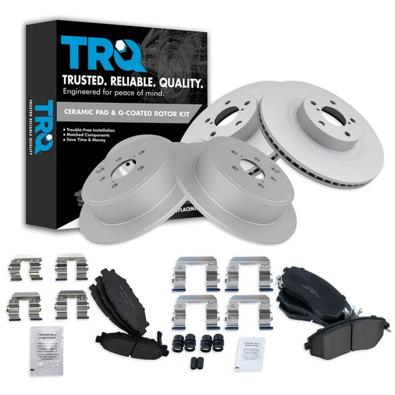 TRQ Front and Rear Brake Pad & Rotor Kit Brake Pads Brake Rotor Ceramic Premium G-Coated Fits Select 2013-2015 Subaru BRZ 2011-2013 Forester 2011-2014 Impreza 2013-2014 Legacy Outback