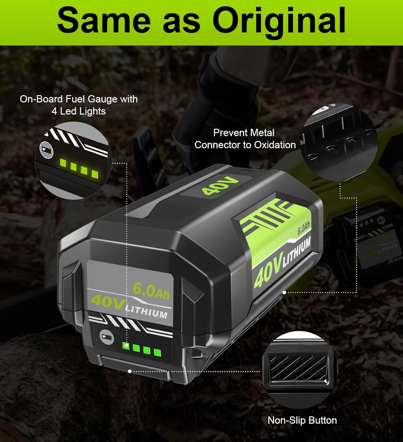 40 Volt Battery and Charger Replacement for Ryobi 40V Battery and Charger Kit 6.0 Ah Lithium-Ion Battery Set OP40602