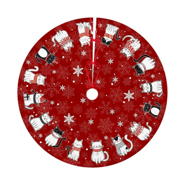 Classic Christmas Tree Skirt and Collar Set for Winter Party Celebration Decorative