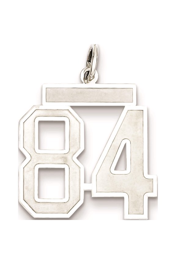 Sterling Silver Silver/Rhodium-Plated Satin Number 84 Charm (22 X 18) Made In United States qpm84
