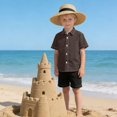 thumbnail image 6 of Dailycode Small Short Sleeve Button Down Shirts Coffee Brown Casual Shirt 3-10 Years, 6 of 9