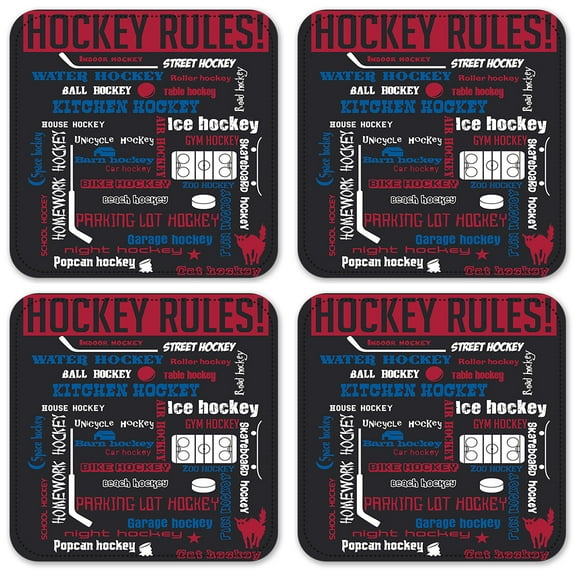 Vinyl Drink Coasters - Set of 4 - Hockey Rules