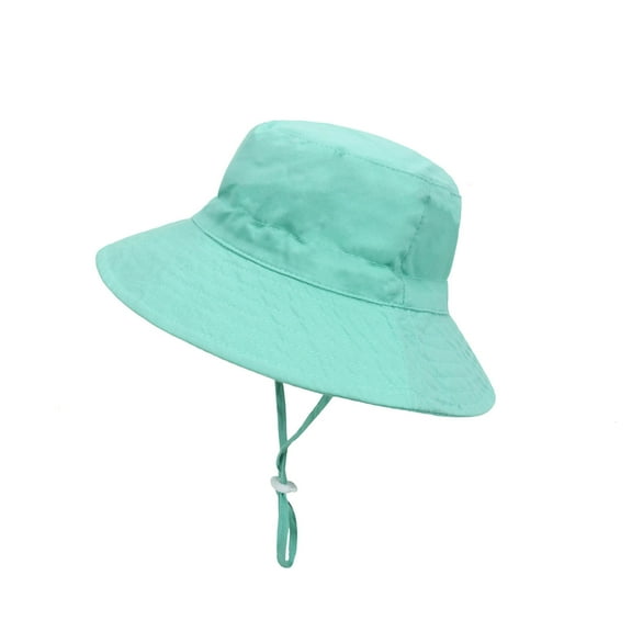 Xfvqtps Toddler Bucket Hat Adjustable Drawstring Wide Brim Sun Protection Sunshade Solid Color Mesh Lining Breathable Soft Outdoor Sun Hat Green