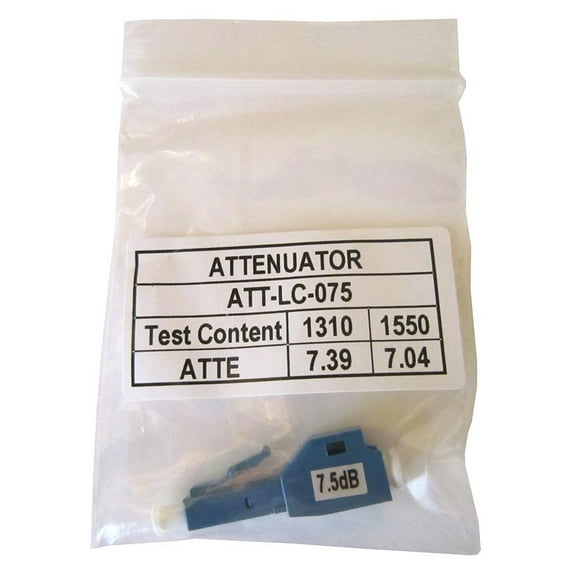 ATT-LC-075 - In-line optical attenuator with LC connector for single-mode fiber - 7.5dB attenuation