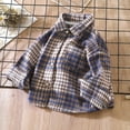 thumbnail image 2 of KPOPLK Toddler Baby Boys Girls Outfits Plaid Flannel Long Sleeve Shirts Button Down T-Shirt Tops(5-6 Years,Blue), 2 of 2
