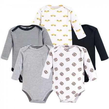 UPC: 0660168555974 | Hudson Baby Infant Boy Cotton Long-Sleeve Bodysuits 5pk  Nyc  6-9 Months