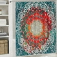 thumbnail image 6 of Creowell  Coral and Teal Shower Curtain, Modern Tribal Mandala Tibetan Healing Motif with Floral Geometric Ombre Art, Cloth Fabric Bathroom Decor Set with Hooks, Coral Teal White, 6 of 7