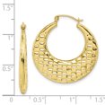 thumbnail image 3 of 10K Yellow Gold Polished Textured Hoop Earrings, 3 of 7