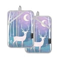 thumbnail image 7 of Yayeee Pot Holders Kitchen Heat Resistant with Pocket 7"x9.8" Cotton Oven Cooking Hot Pads, Purple Night Deer, 7 of 7