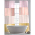 thumbnail image 6 of Colorful Stripe Semi Sheer Curtains 108 Inch Length 2 Panels Set, Modern Pink Red Yellow Vertical Striped Sheer Kitchen Curtain Privacy Voile Window Curtain for Living Room Bedroom Rod Pocket Drapes, 6 of 7