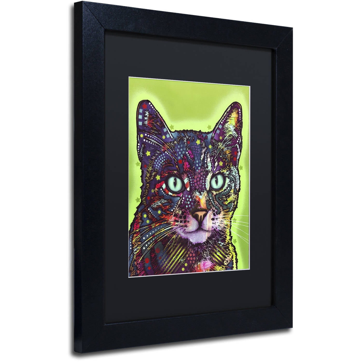 Trademark Fine Art "Watchful Cat" Canvas Art by Dean Russo, Black Matte, Black Frame