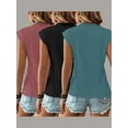 thumbnail image 5 of Zukuco 3PCS Womens Cap Sleeve T Shirts Crew Neck Basic Tees Tops Fashion Trendy Casual Summer Outfits Clothes 2025, S, 5 of 6