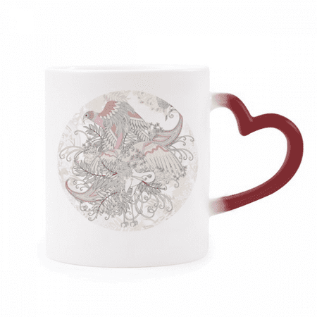 

flower tree bird ukiyo-e heat sensitive mug red color changing stoneware cup