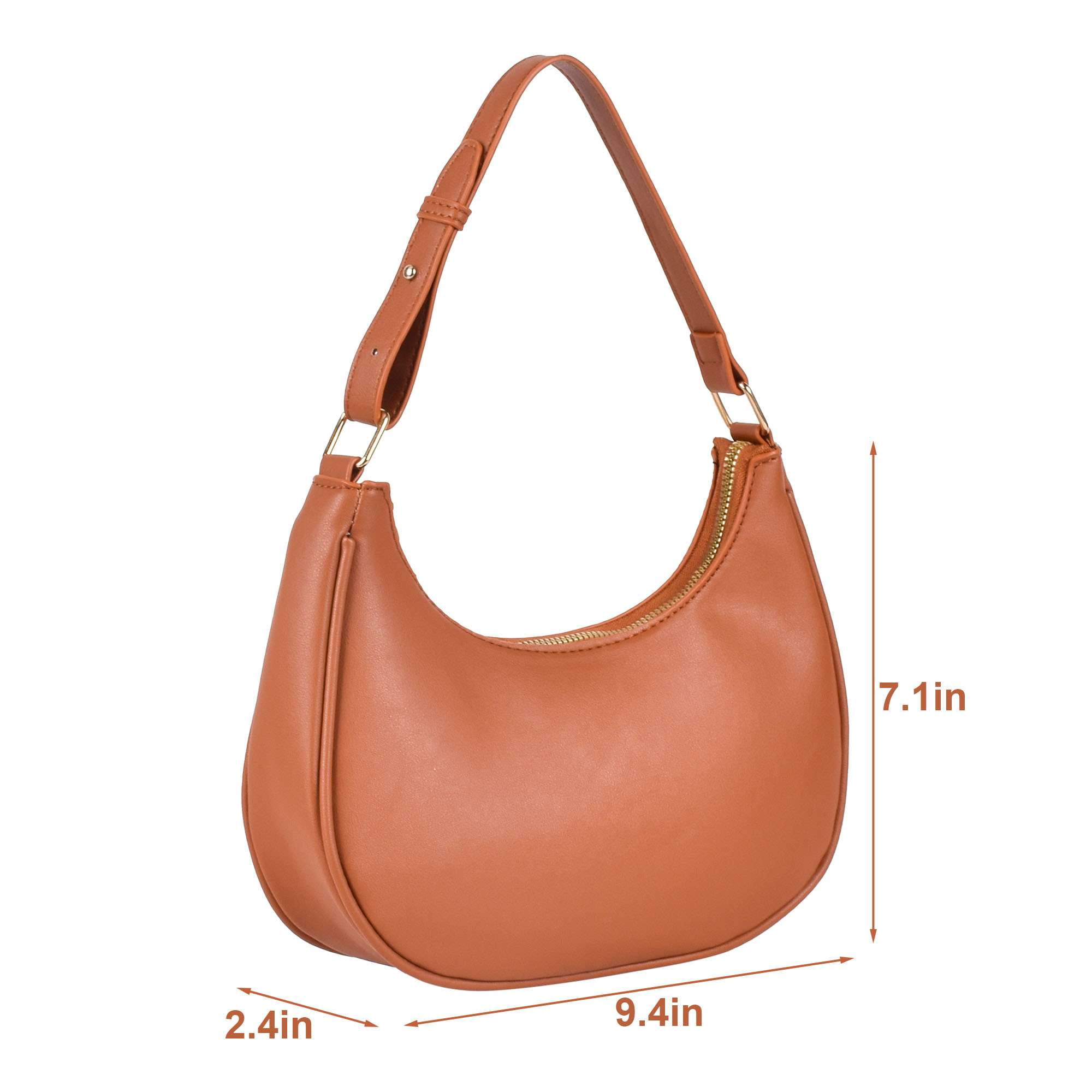 Spencer Shoulder Bag for Women Small Purse with Extension Strap Crescent Clutch Purse Leather Hobo Handbag Satchels, Black