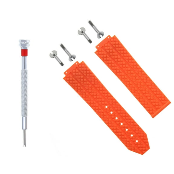 24MM RUBBER WATCH BAND STRAP FOR HUBLOT 44-45MM H BIG BANG WATCH 4 SCREW ORANGE
