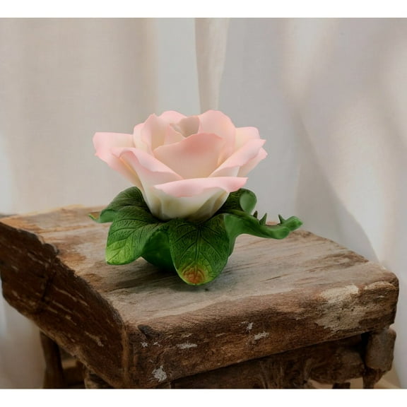 Ceramic Rose Flower on Leaf Nightlight, Home Decor, Gift for Her, Gift for Mom